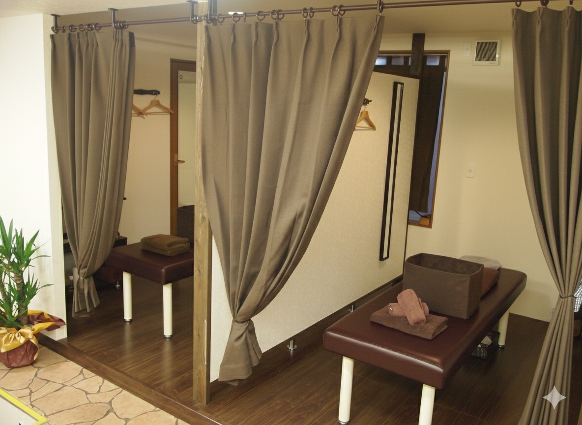 落ち着いた照明の完全個室サロンの様子